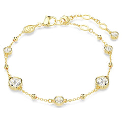 Swar*vski -Imber bracelet Round cut, Scattered design, White, Gold-tone plated-5680094