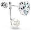 Swar*vski -Imber earring jackets Crystal pearl, Heart cut, Heart, Blue, Rhodium plated 5711347
