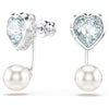 Swar*vski -Imber earring jackets Crystal pearl, Heart cut, Heart, Blue, Rhodium plated 5711347