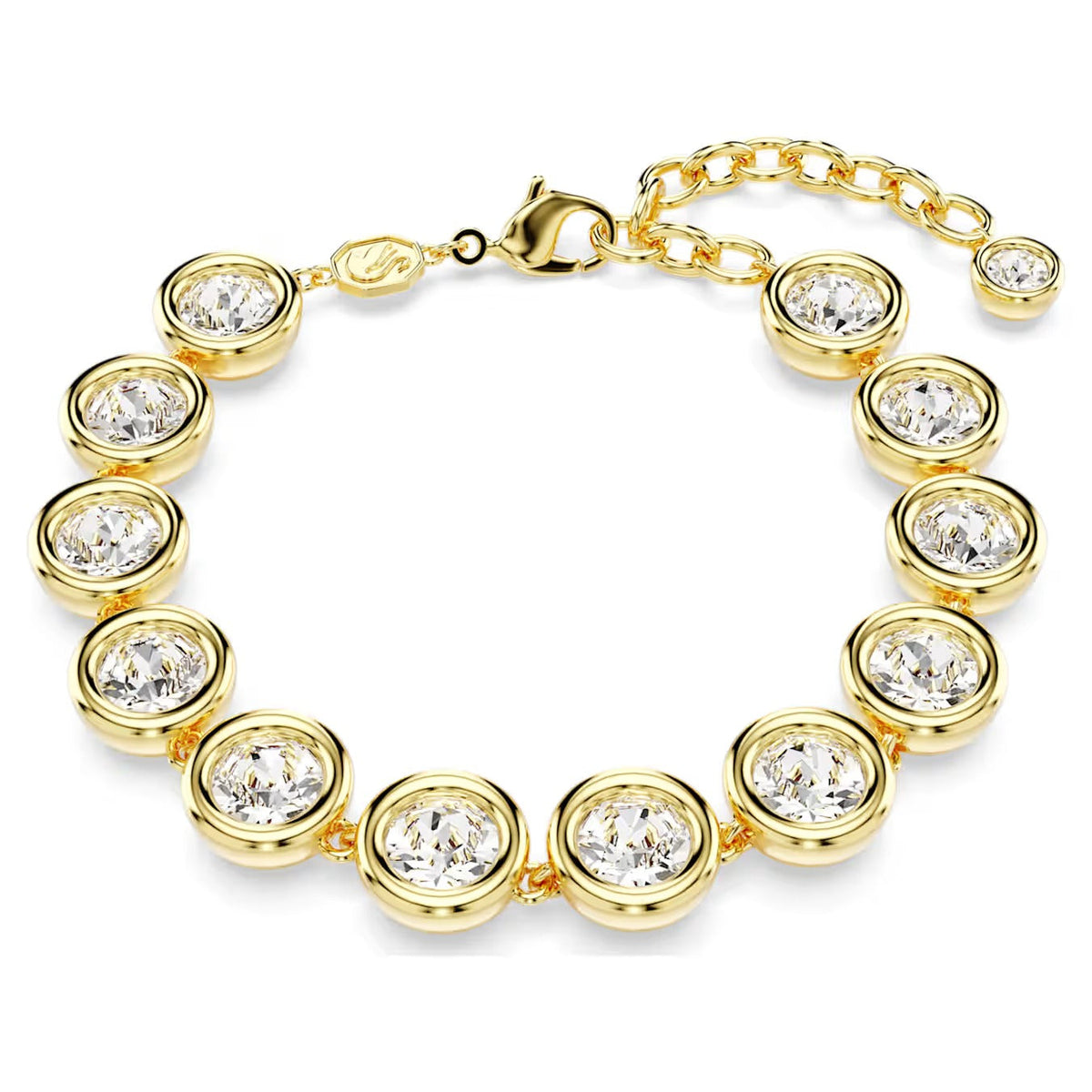 Swar*vski -Imber Tennis bracelet Round cut, White, Gold-tone plated-5682586