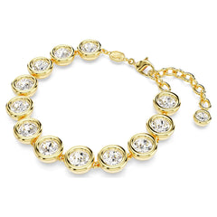 Swar*vski -Imber Tennis bracelet Round cut, White, Gold-tone plated-5682586