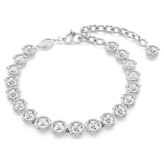 Swar*vski -Imber Tennis bracelet Round cut, White, Rhodium plated-5682666