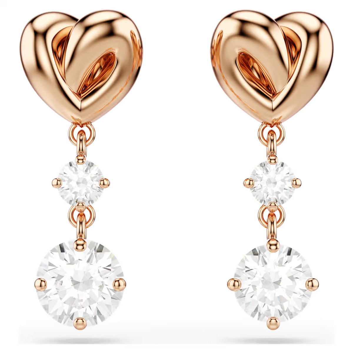 Swar*vski - Lifelong Heart drop earrings Heart, White, 18K rose gold finish-5517942