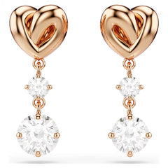Swar*vski - Lifelong Heart drop earrings Heart, White, 18K rose gold finish-5517942