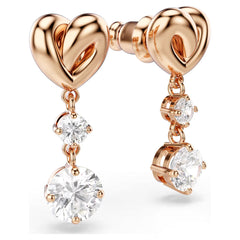 Swar*vski - Lifelong Heart drop earrings Heart, White, 18K rose gold finish-5517942