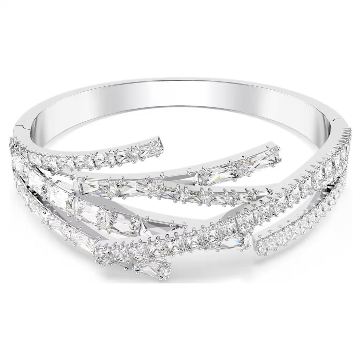 Swar*vski - Matrix bangle Mixed cuts, White, Rhodium plated-M-5726292