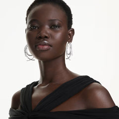 Swar*vski -Matrix hoop earrings Mixed cuts, White, Rhodium plated-5727098