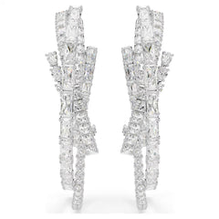 Swar*vski -Matrix hoop earrings Mixed cuts, White, Rhodium plated-5727098