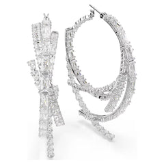 Swar*vski -Matrix hoop earrings Mixed cuts, White, Rhodium plated-5727098