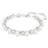 Swar*vski -Matrix Tennis bracelet Crystal pearl, Round cut, White, Rhodium plated 5689625
