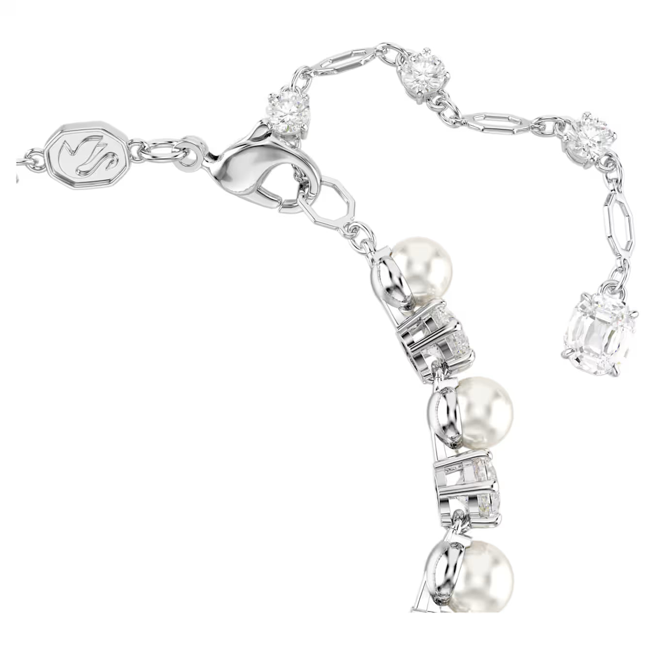 Swar*vski -Matrix Tennis bracelet Crystal pearl, Round cut, White, Rhodium plated 5689625