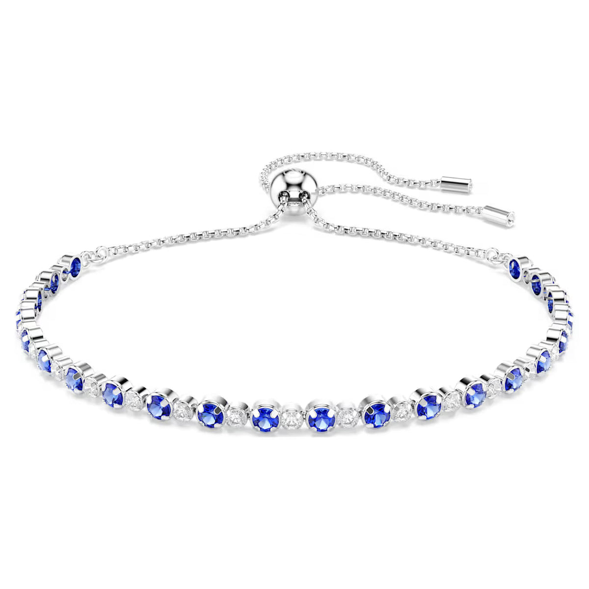 Swar*vski - Matrix Tennis bracelet Mixed round cuts, Blue, Rhodium plated-5725854