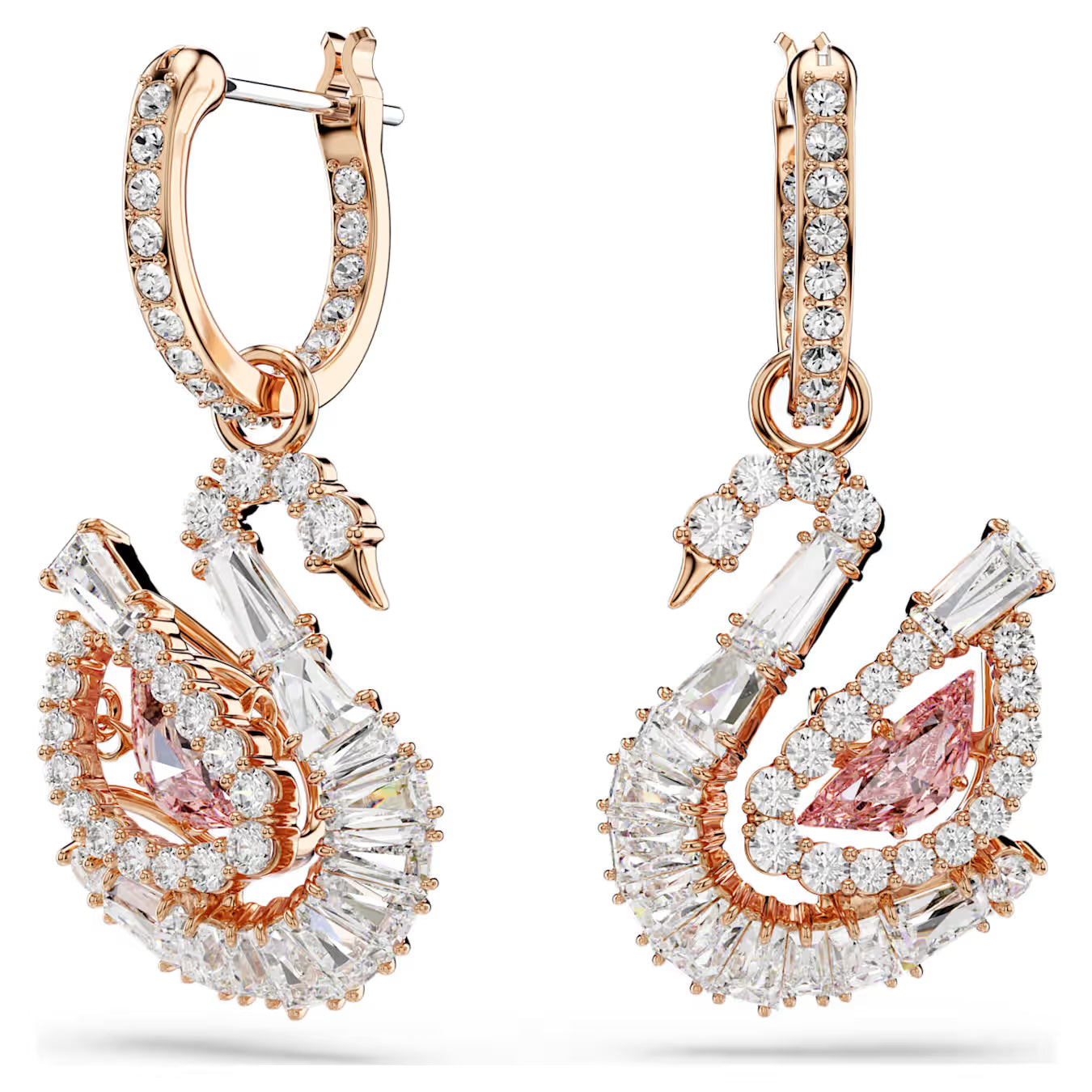 Swar*vski -Swan drop earrings Pavé, Swan, Pink-5732415