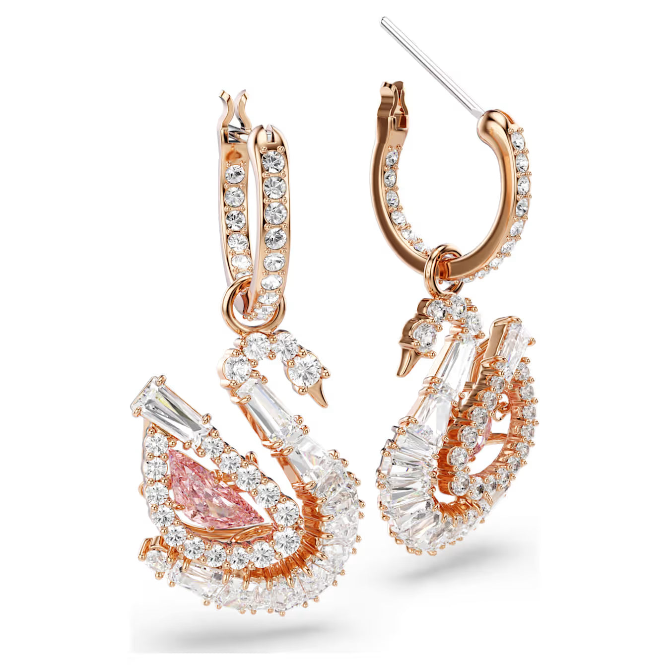Swar*vski -Swan drop earrings Pavé, Swan, Pink-5732415