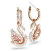 Swar*vski -Swan drop earrings Pavé, Swan, Pink-5732415