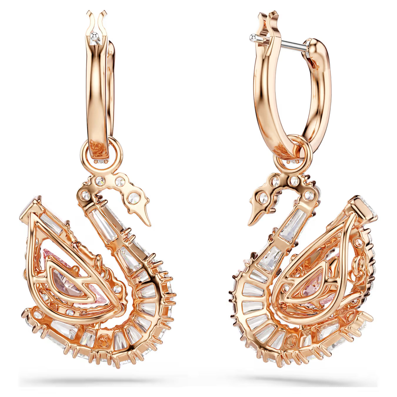 Swar*vski -Swan drop earrings Pavé, Swan, Pink-5732415