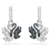 Swar*vski -Swan drop earrings Swan, Black, Mixed metal finish 5705728