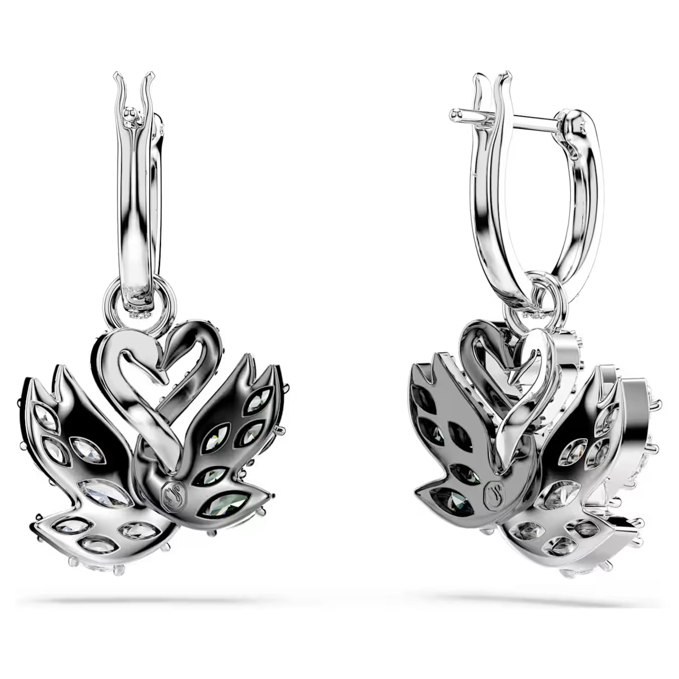 Swar*vski -Swan drop earrings Swan, Black, Mixed metal finish 5705728