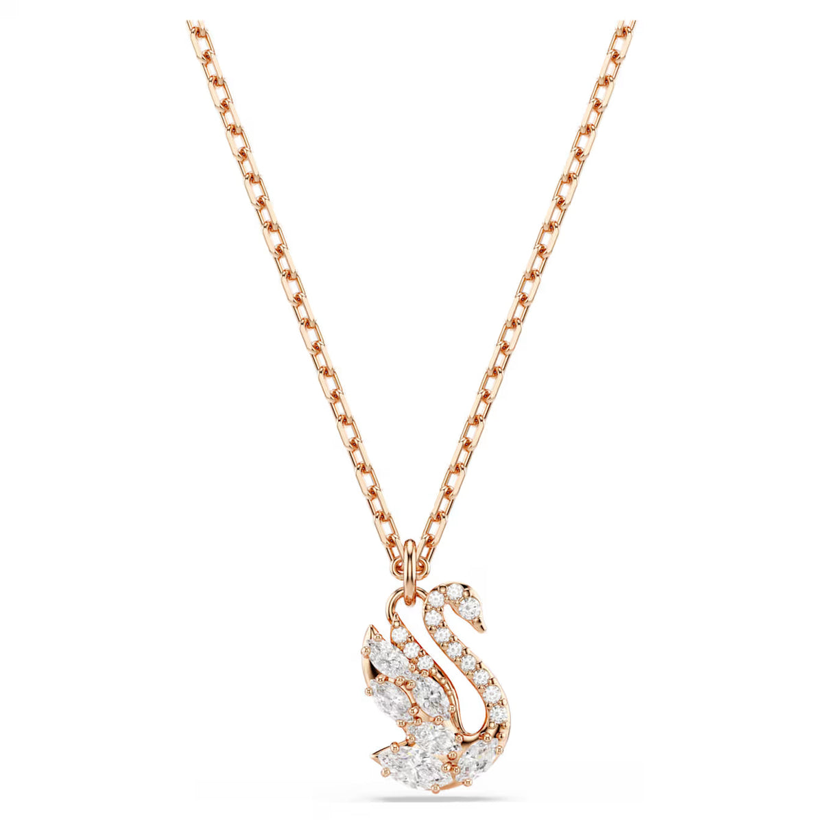 Swar*vski -Swan pendant Mixed cuts, Swan, White, 18K rose gold finish-5738203