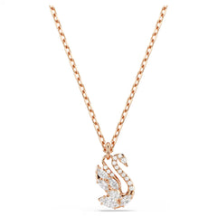 Swar*vski -Swan pendant Mixed cuts, Swan, White, 18K rose gold finish-5738203