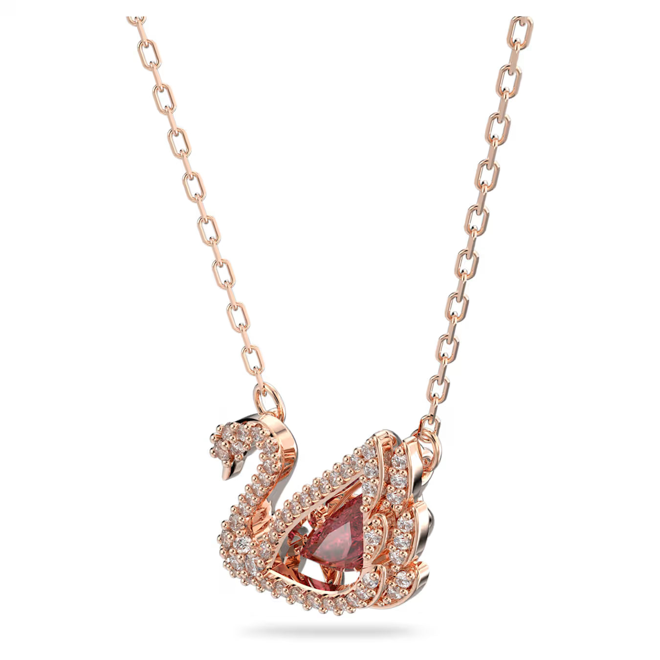Swar*vski -Swan pendant Swan, Red, Rose gold-tone plated-5614123