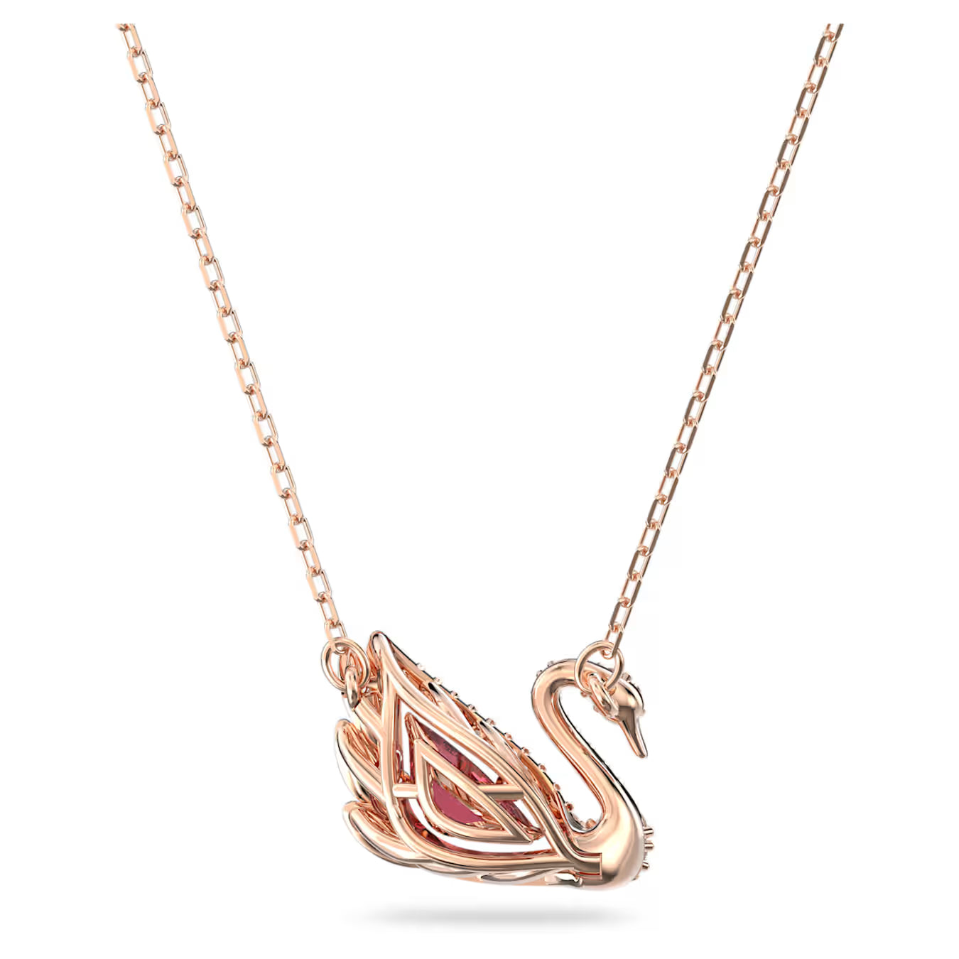 Swar*vski -Swan pendant Swan, Red, Rose gold-tone plated-5614123