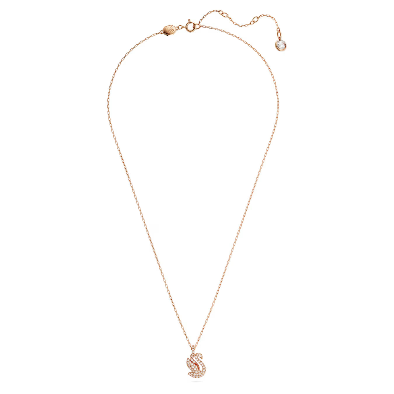 Swar*vski -Swan pendant Swan, Small, White, Rose gold-tone plated-5647555