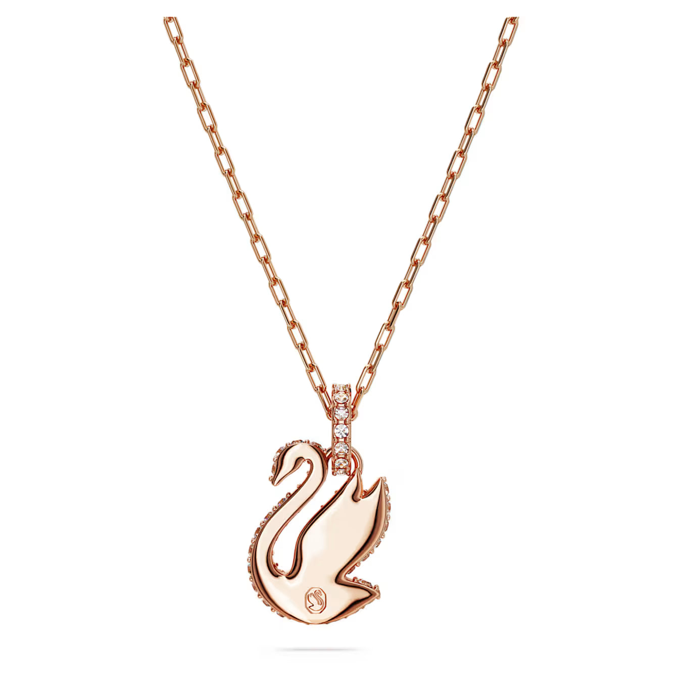 Swar*vski -Swan pendant Swan, Small, White, Rose gold-tone plated-5647555