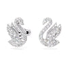 Swar*vski -Swan stud earrings Swan, White, Rhodium plated-5647873