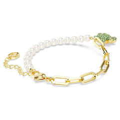 Swar*vski -Teddy bracelet Crystal pearl, Bear, Green, 18K gold finish-5669167