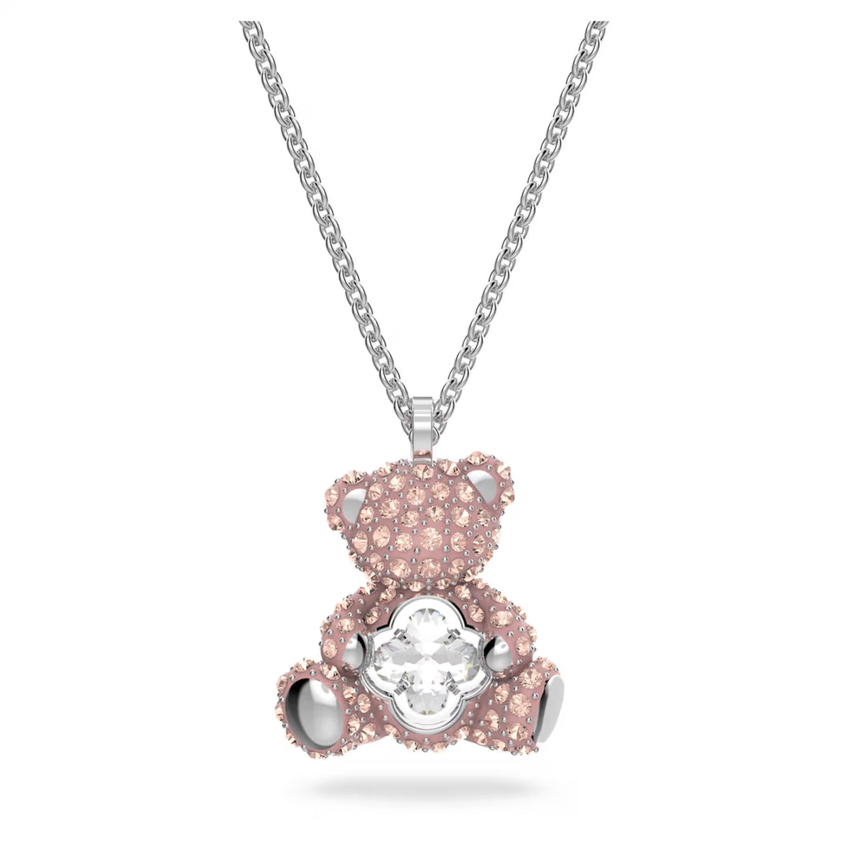 Swar*vski -Teddy pendant Bear, Pink, Rhodium plated-5599168