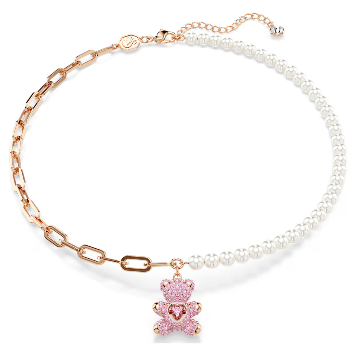 Swar*vski -Teddy pendant Crystal pearl, Bear, Pink, 18K rose gold finish-5669166
