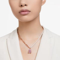 Swar*vski -Teddy pendant Crystal pearl, Bear, Pink, 18K rose gold finish-5669166