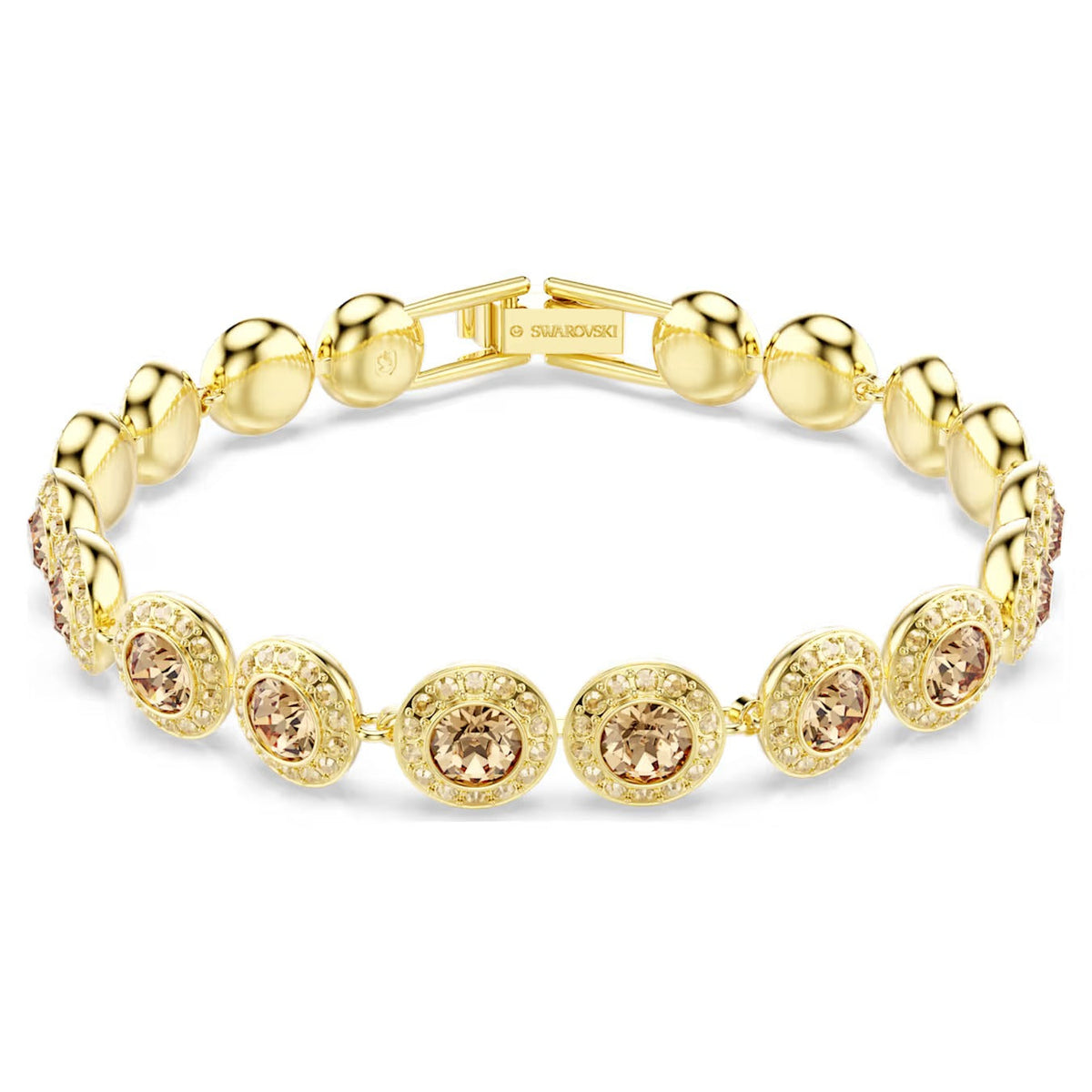 Swar*vski -Una Angelic bracelet Round cut, Caramel, Gold-tone plated-5753341
