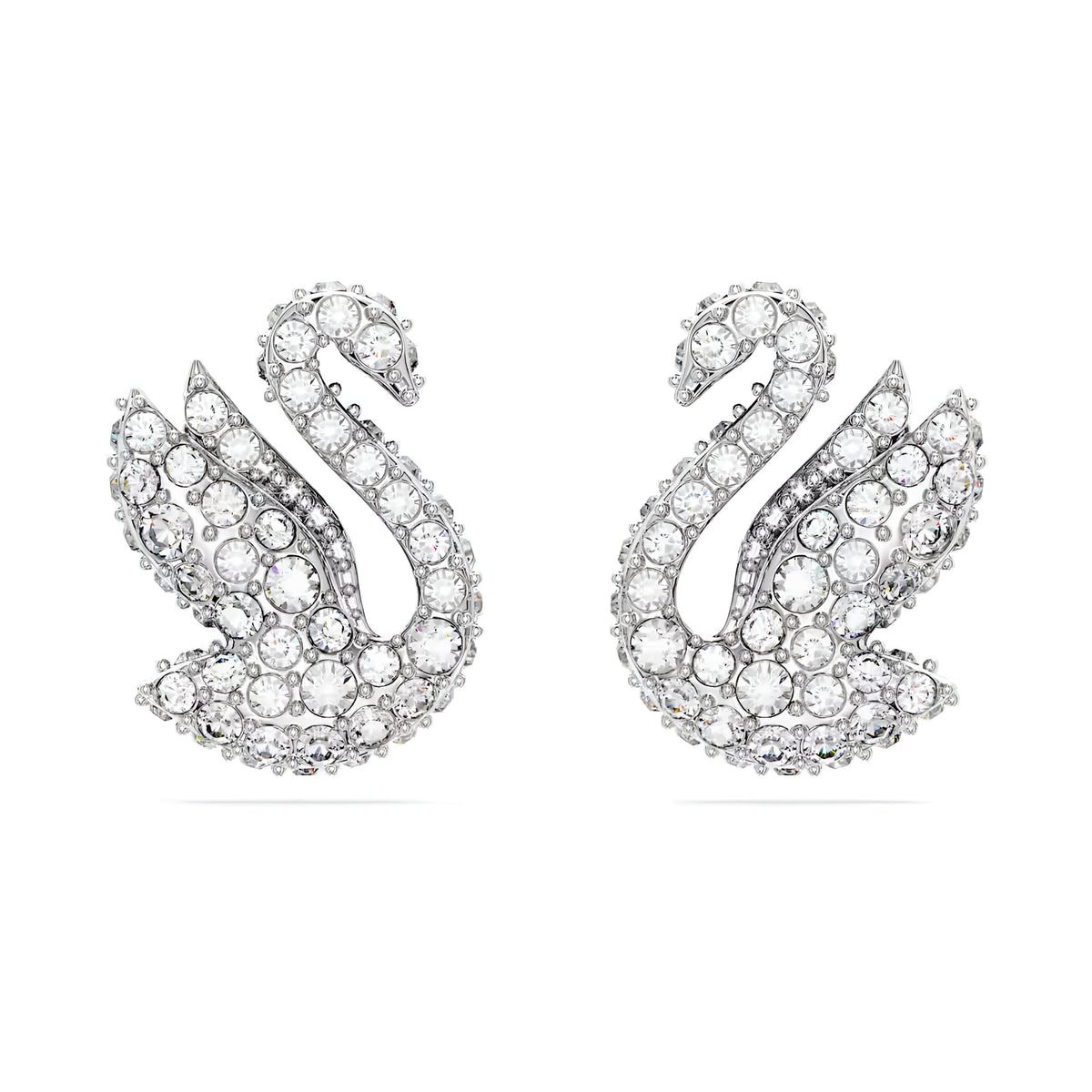 Swar*vski -Swan stud earrings Swan, White, Rhodium plated-5647873