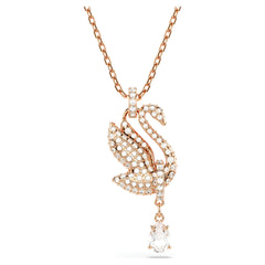 Swar*vski -ISwan pendant Swan, White, Rose gold-tone plated-5714903